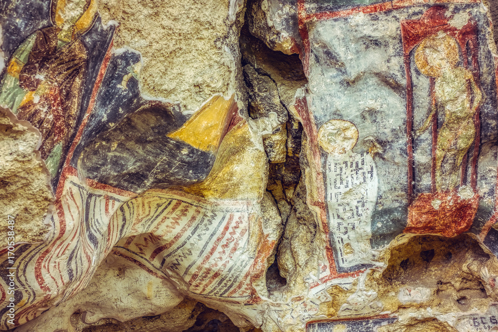 Well-preserved medieval frescoes of Rock-hewn Churches of Ivanovo in Bulgaria - A UNESCO World Heritage Site