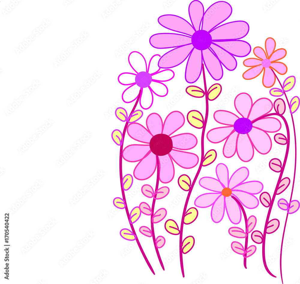 pink flower whimsical floral vector