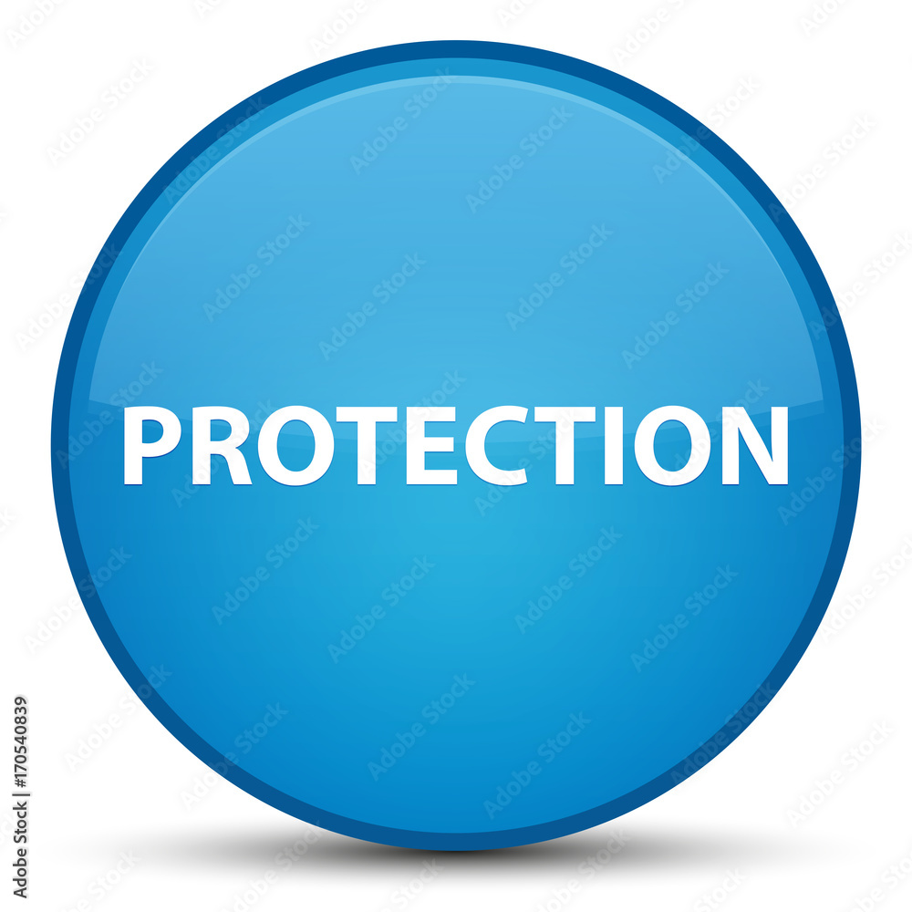 Protection special cyan blue round button Protection special cyan blue round button