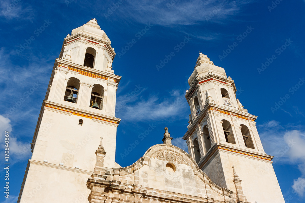 Detail of the Campeche cathedral, Mexico.