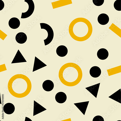 Geometric abstract background. Seamless primitive jumble minimalism pattern. Retro, vintage backdrop. 