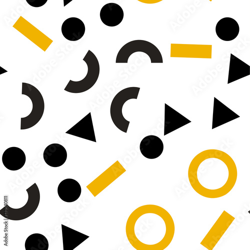 Geometric abstract background. Seamless primitive jumble minimalism pattern. Retro, vintage backdrop. 