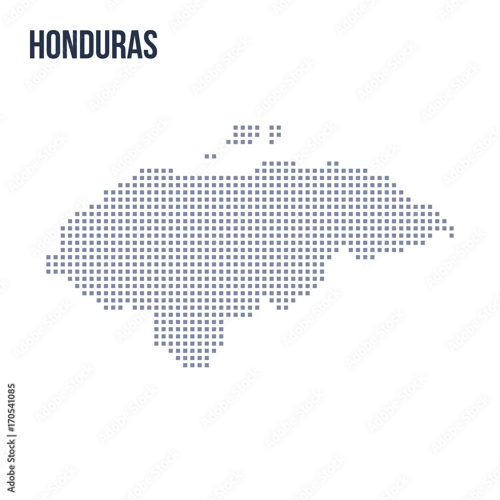 Vector pixel map of Honduras isolated on white background
