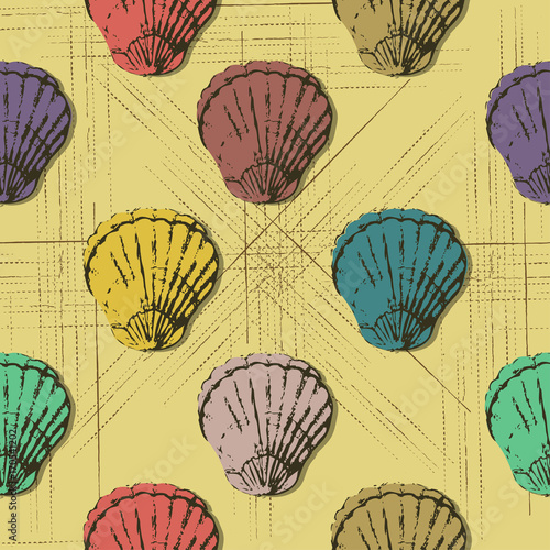 seashells seamless pattern