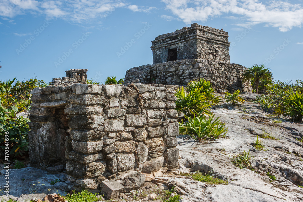 Ruins at the Tulum archaeological site, Quintana Roo, Mexico. Ruins at the Tulum archaeological site, Quintana Roo, Mexico.