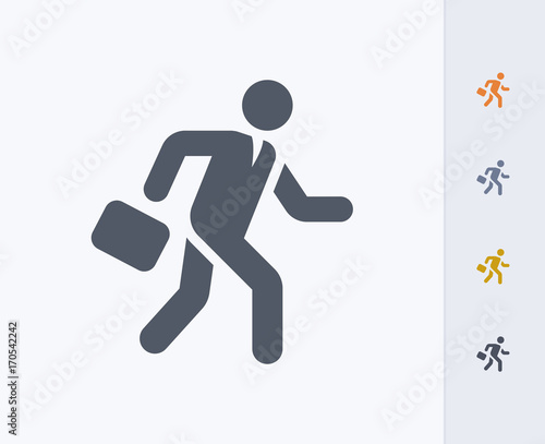 Running Businessman - Carbon Icons. A professional, pixel-aligned icon designed on a 32x32 pixel grid and redesigned on a 16x16 pixel grid for very small sizes.