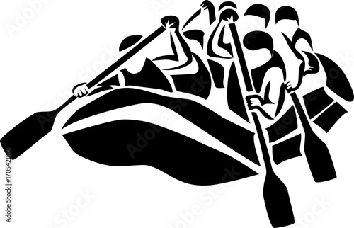 Rafting - stylized vector illustration