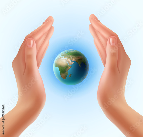 Hands with planet