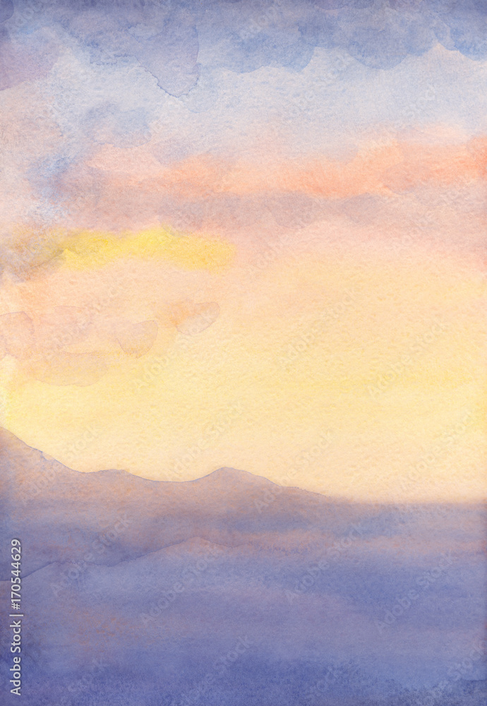 Obraz premium Watercolor seascape. Sunset