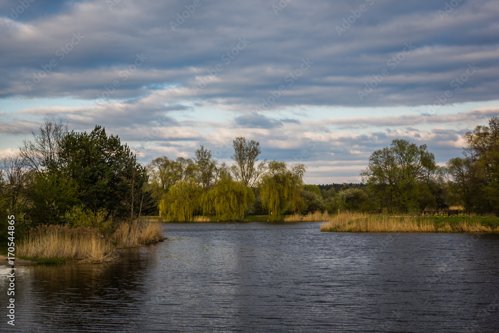 Landscape with pond in Zalesie Dolne, Poland Landscape with pond in Zalesie Dolne, Poland