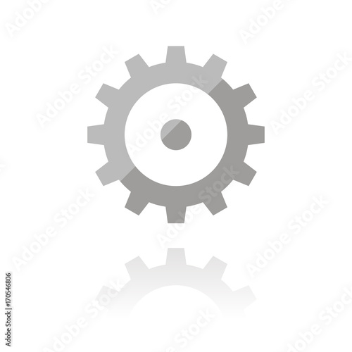 farbiges Symbol - graues Zahnrad