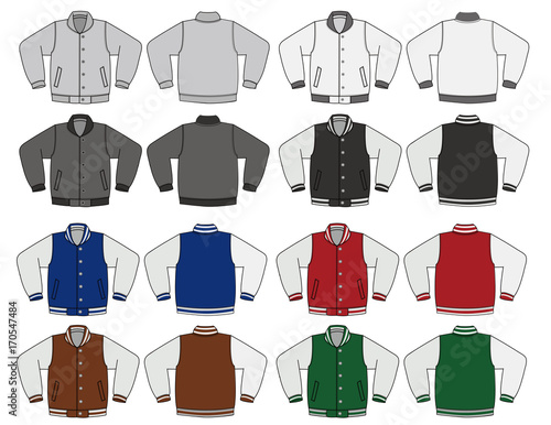 Illustration of baseball jacket / color variations