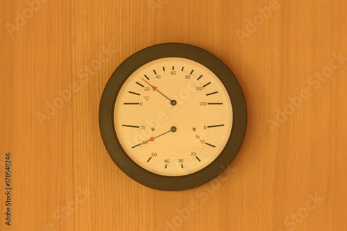 Wallpaper Mural Hourglass, thermometer and hydrometer on wooden wall in sauna Torontodigital.ca