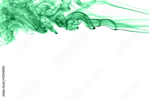 Abstract green smoke on white background, smoke background,green ink background,green, beautiful color smoke