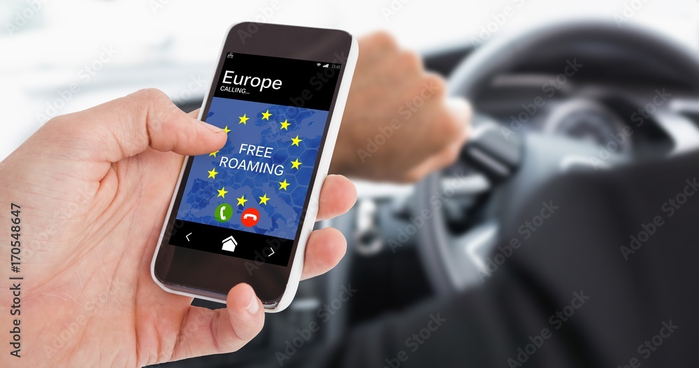 Composite image of cropped hand of man using smartphone Composite image of cropped hand of man using smartphone