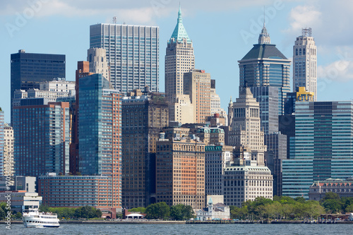Fototapeta Naklejka Na Ścianę i Meble -  New York City Manhattan view from Hudson river with skyscrapers in a sunny morning