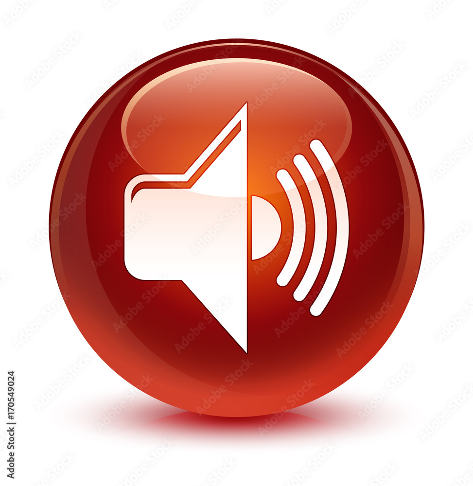 Volume icon glassy brown round button Volume icon glassy brown round button