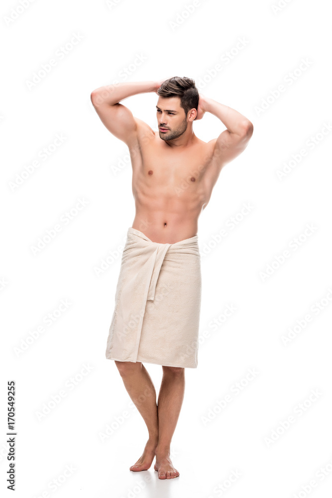 man covering with towel after shower man covering with towel after shower