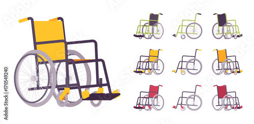 Wheelchair cartoon set