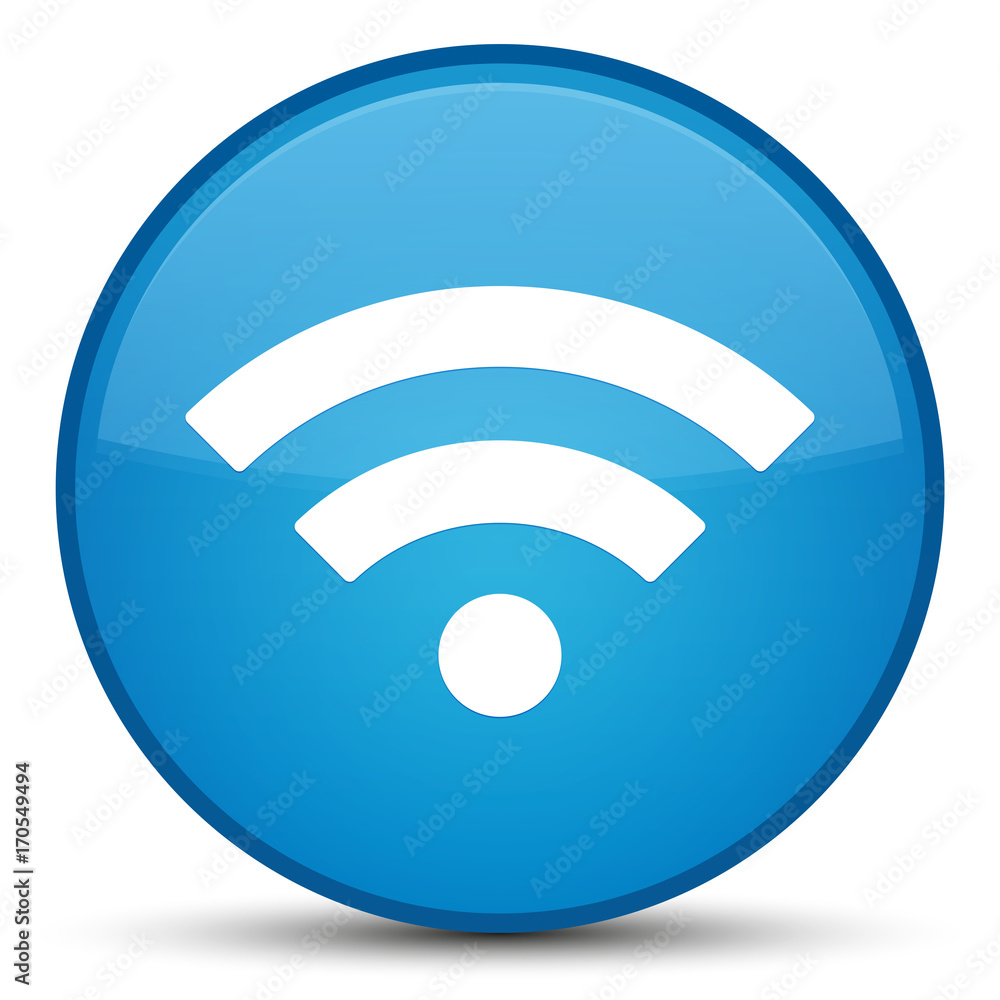 Wifi icon special cyan blue round button Wifi icon special cyan blue round button