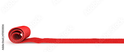 Plakat Koncepcja VIP. Czerwony dywan imprezy na białym tle. ilustracja 3d