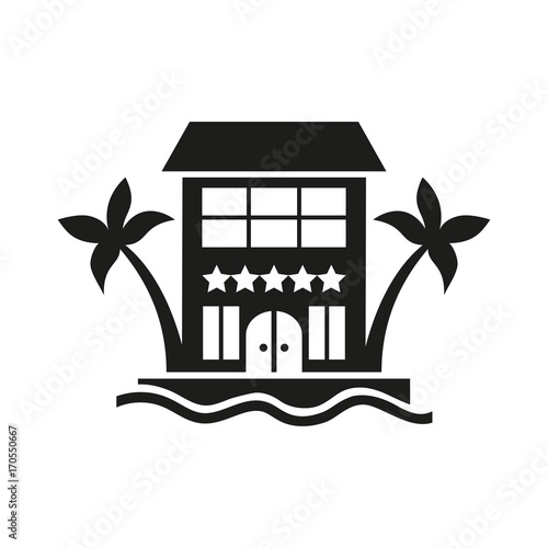 Five-star hotel at summer resort icon