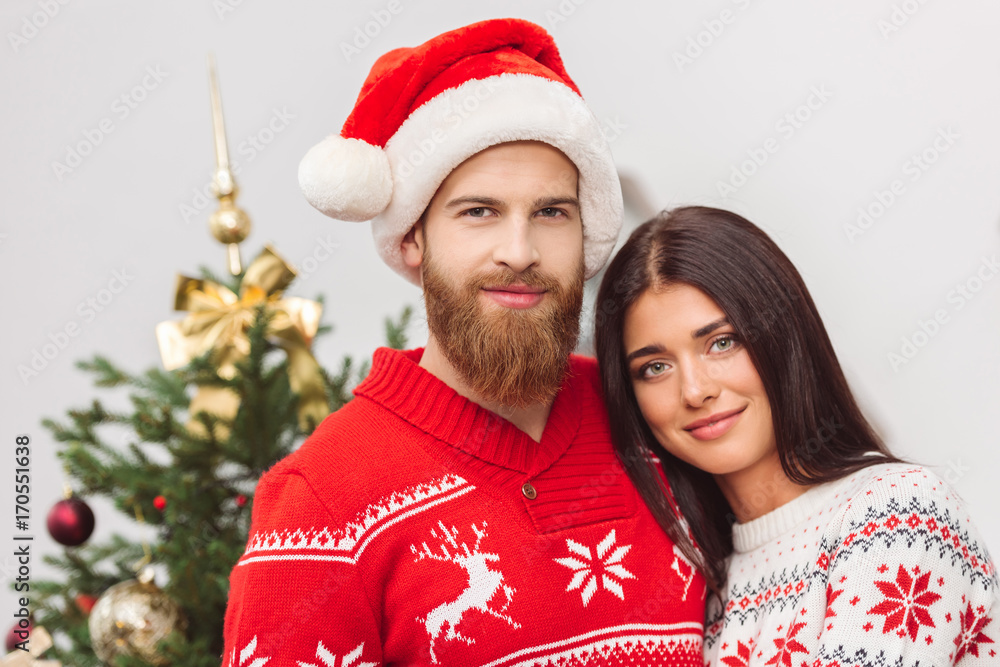 happy couple at christmastime happy couple at christmastime