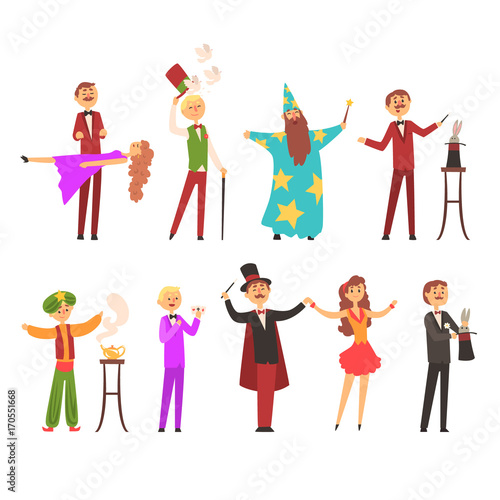 Magician in the circus show magic tricks magic tricks vector