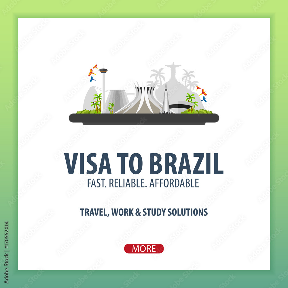 Visa to Brazil. Travel to Brazil. Document for travel. Vector flat illustration.