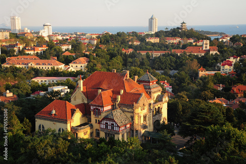 Qingdao seaside scenery at sunset.