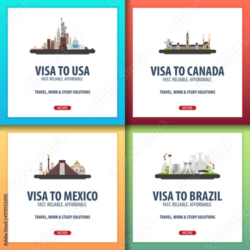 Visa to USA, Canada, Mexico, Brazil. Document for travel. Visa application centre.