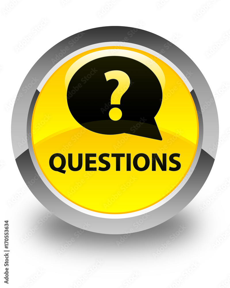 Questions (bubble icon) glossy yellow round button Questions (bubble icon) glossy yellow round button