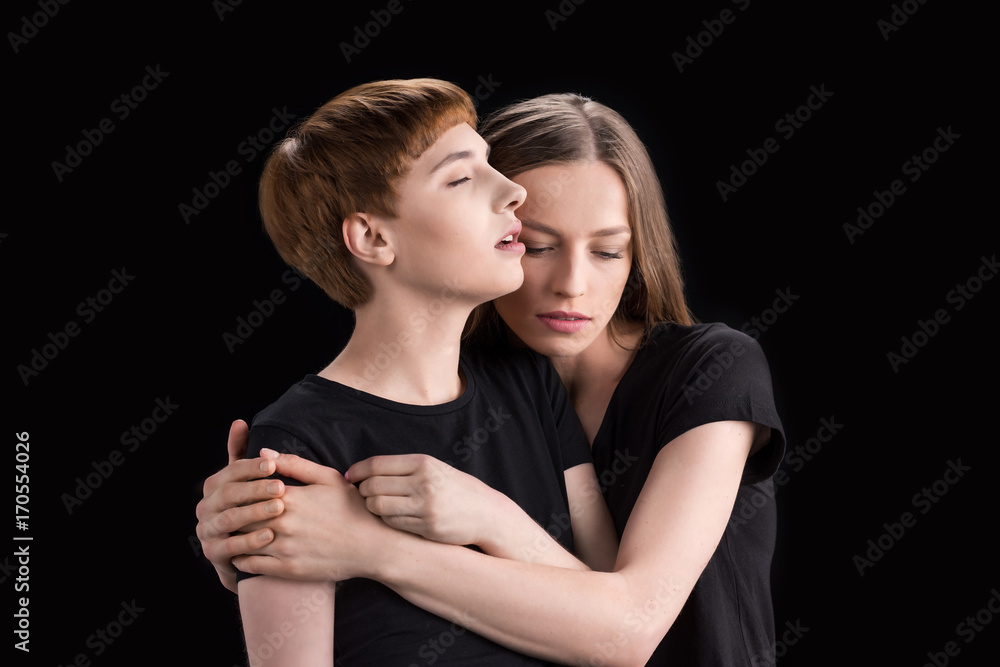 lesbian couple hugging