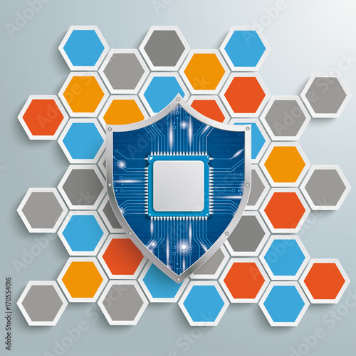 Colored Honeycomb Background Protection Shield Microchip
