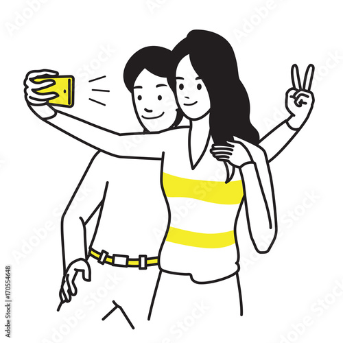 Selfie together lovers
