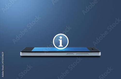 Wallpaper Mural Information sign icon on modern smart phone screen over gradient blue background, Business communication concept Torontodigital.ca