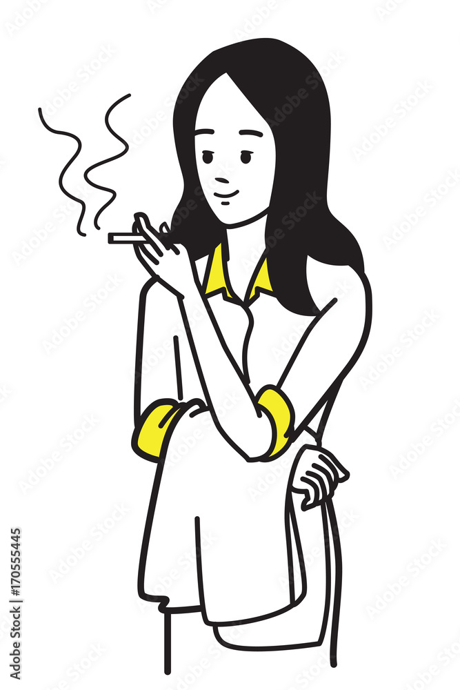 Business woman smoking