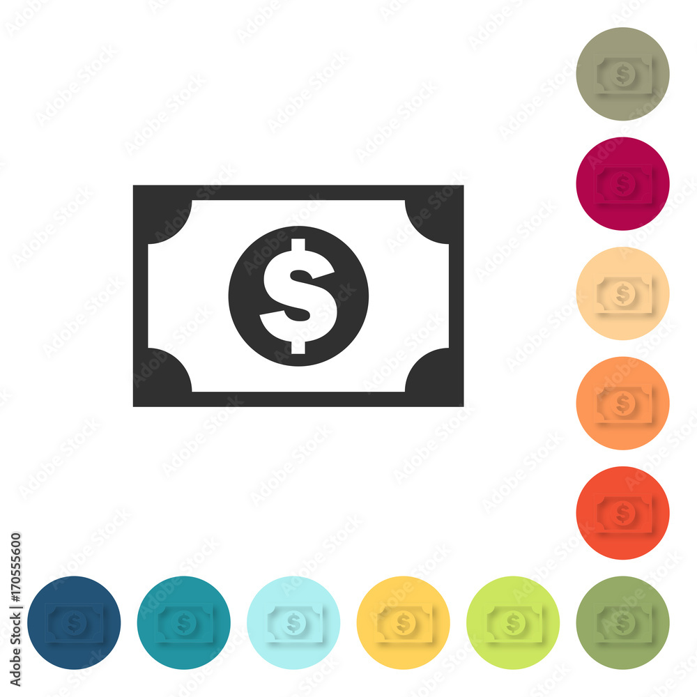 Farbige Buttons - Geldschein Dollar Farbige Buttons - Geldschein Dollar