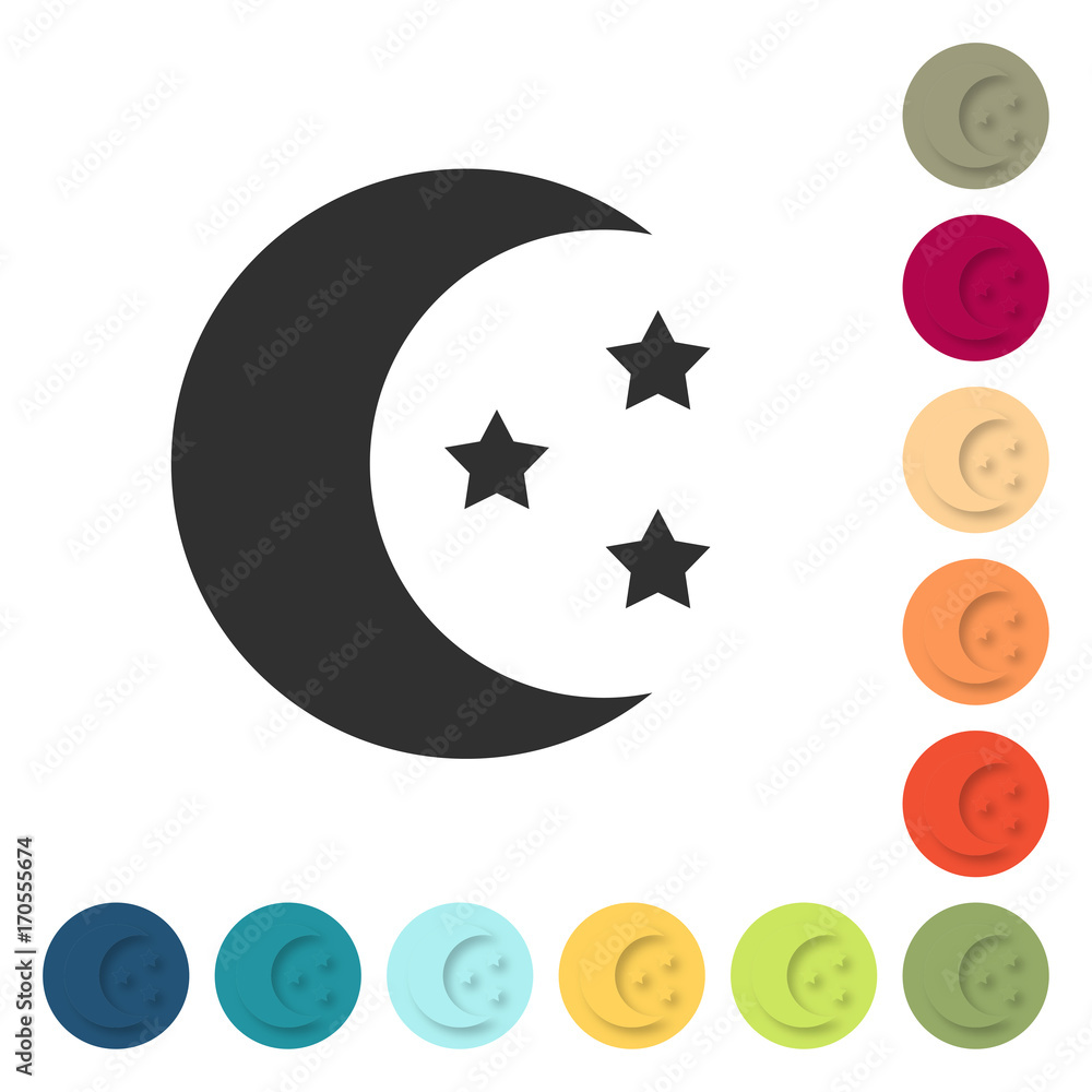 Farbige Buttons - Mond und Sterne Farbige Buttons - Mond und Sterne
