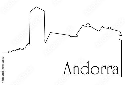 Andorra la Vella city one line drawing background