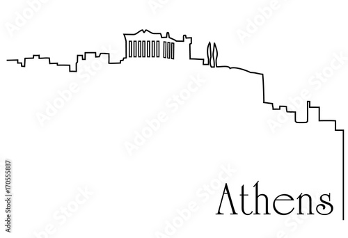  Athens city one line drawing background