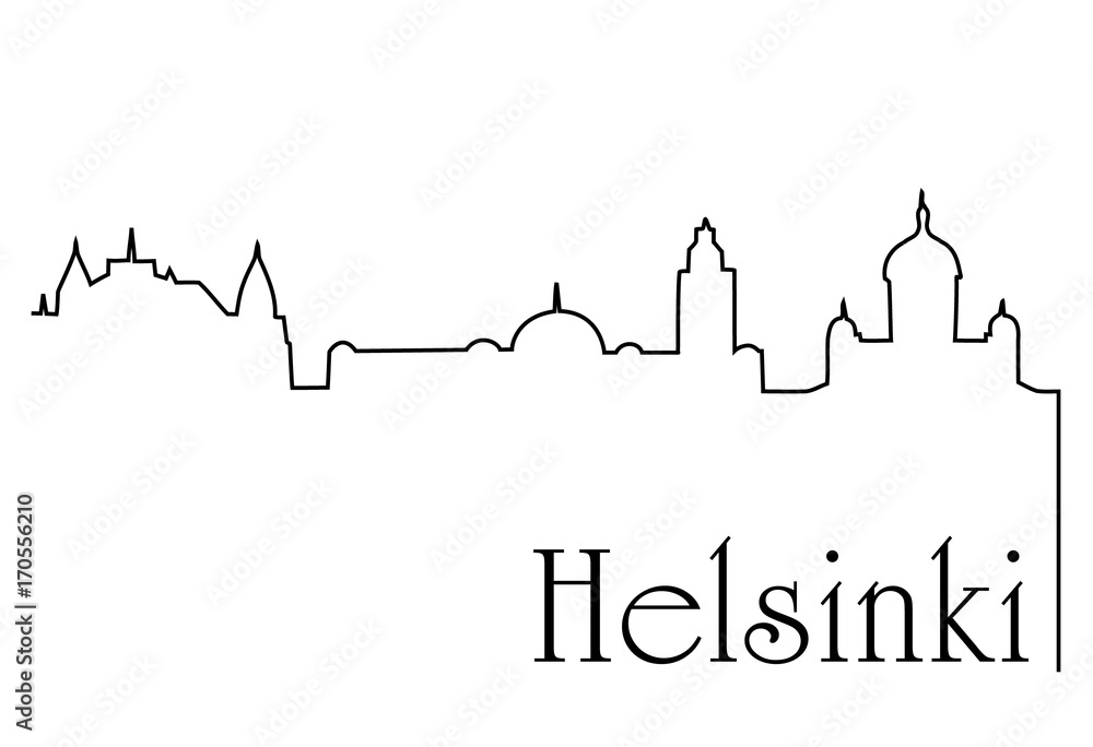 Helsinki city one line drawing background