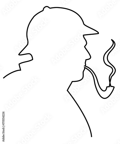 Sherlock Holmes one line drawing