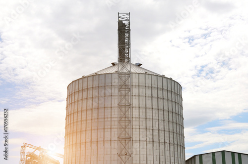 Agricultural Silo. Metal grain facility with silo.