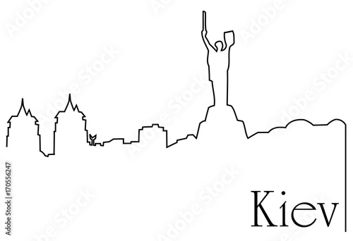 Kiev city one line drawing background