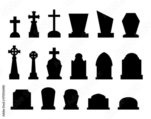 Set of tombstones with different forms.