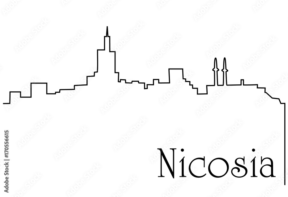 Nicosia city one line drawing background