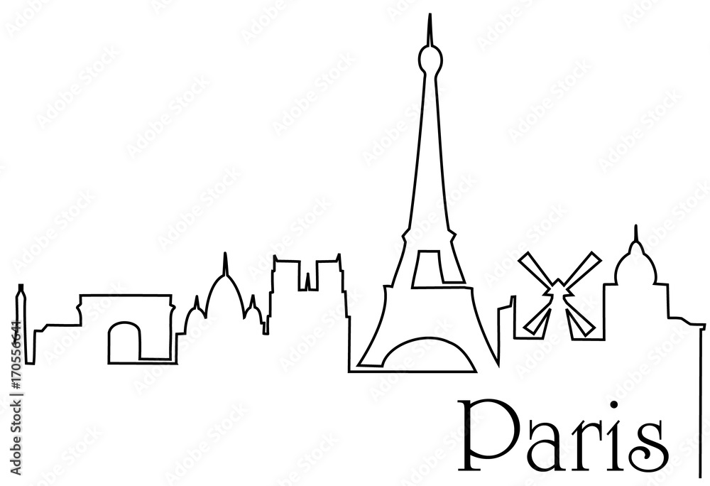 Paris City One Line Drawing Background Stock Vector Adobe Stock Paris City One Line Drawing Background Stock Vector Adobe Stock