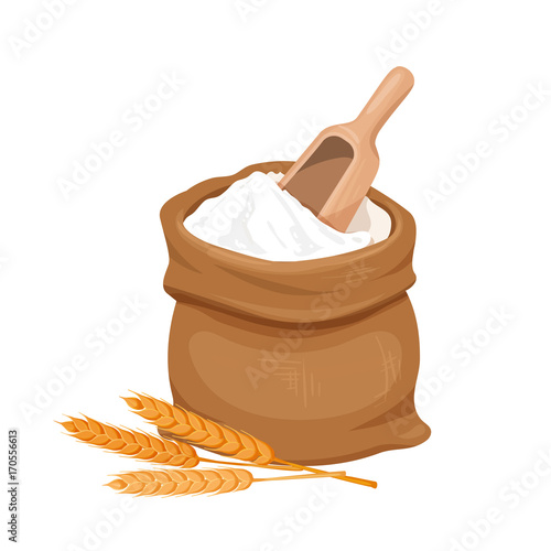 Slika na platnu Bag of flour and wheat