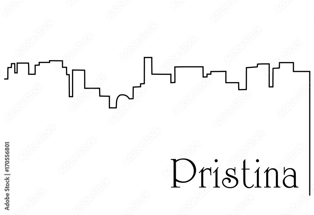 Pristina city one line drawing background